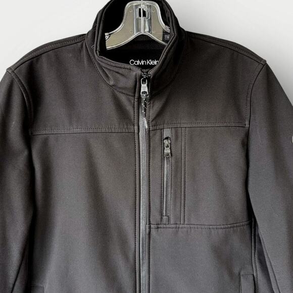 Calvin Klein Water Resistant Zip Up Windbreaker Jacket Lined Stretch Men S Black - Picture 4 of 15